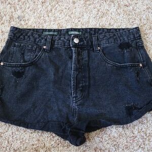 Wild Fable Black Jean Shorts High-Waisted Frayed Hem